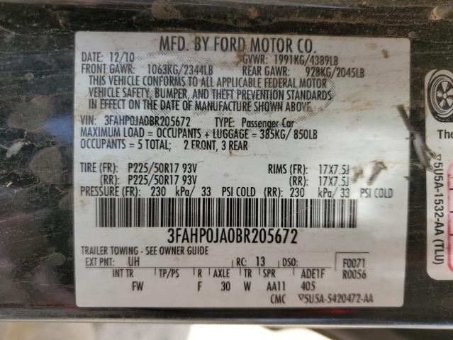 Photo 12 VIN: 3FAHP0JA0BR205672 - FORD FUSION SEL 