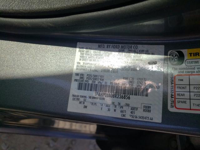 Photo 9 VIN: 3FAHP0JA0BR236856 - FORD FUSION SEL 