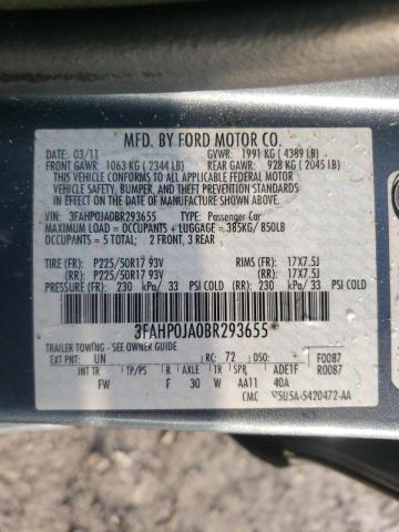 Photo 9 VIN: 3FAHP0JA0BR293655 - FORD FUSION SEL 