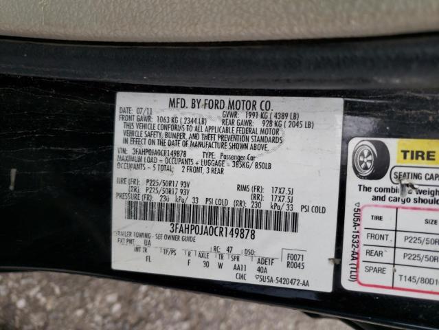 Photo 11 VIN: 3FAHP0JA0CR149878 - FORD FUSION SEL 