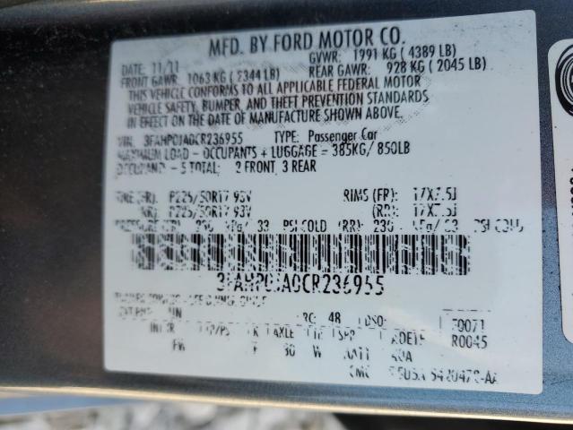 Photo 11 VIN: 3FAHP0JA0CR236955 - FORD FUSION 