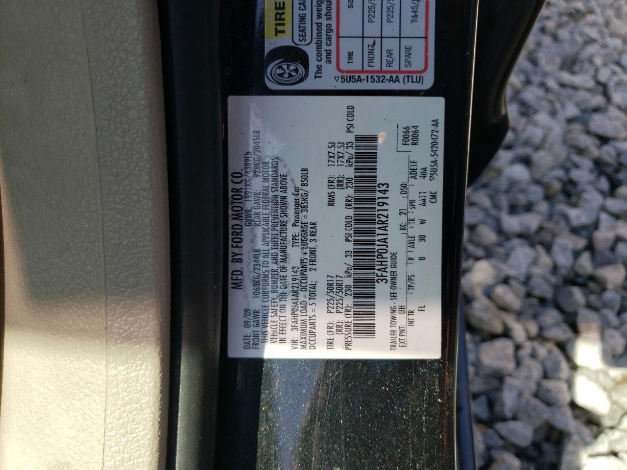 Photo 11 VIN: 3FAHP0JA1AR219143 - FORD FUSION 