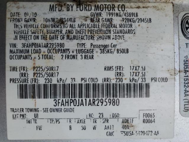 Photo 11 VIN: 3FAHP0JA1AR295980 - FORD FUSION 