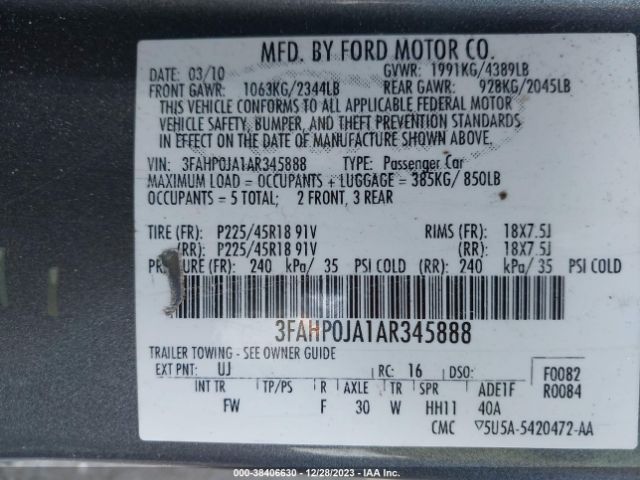 Photo 8 VIN: 3FAHP0JA1AR345888 - FORD FUSION 