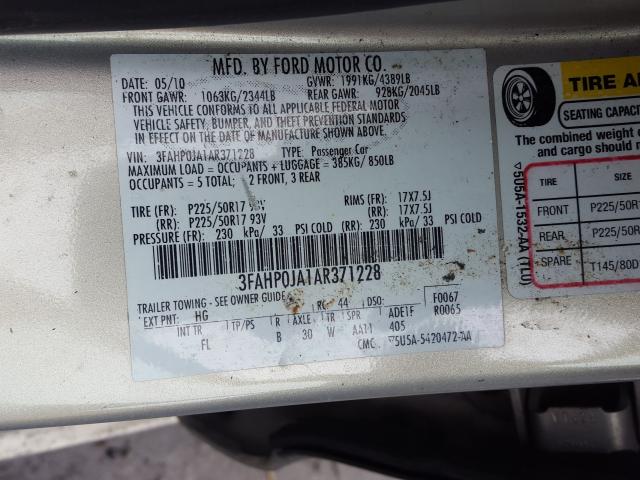 Photo 9 VIN: 3FAHP0JA1AR371228 - FORD FUSION SEL 