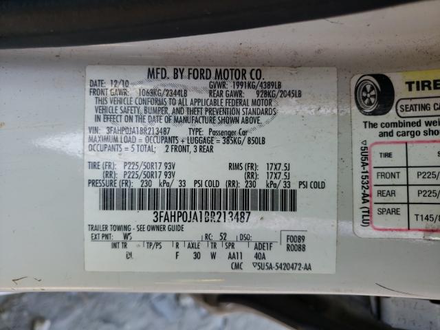 Photo 9 VIN: 3FAHP0JA1BR213487 - FORD FUSION SEL 