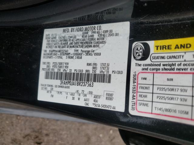 Photo 9 VIN: 3FAHP0JA1BR237563 - FORD FUSION SEL 