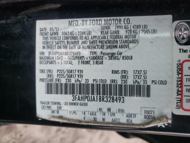 Photo 9 VIN: 3FAHP0JA1BR328493 - FORD FUSION SEL 