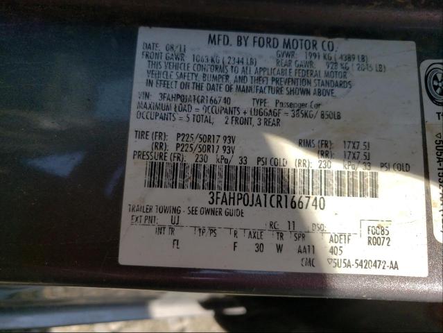 Photo 9 VIN: 3FAHP0JA1CR166740 - FORD FUSION SEL 