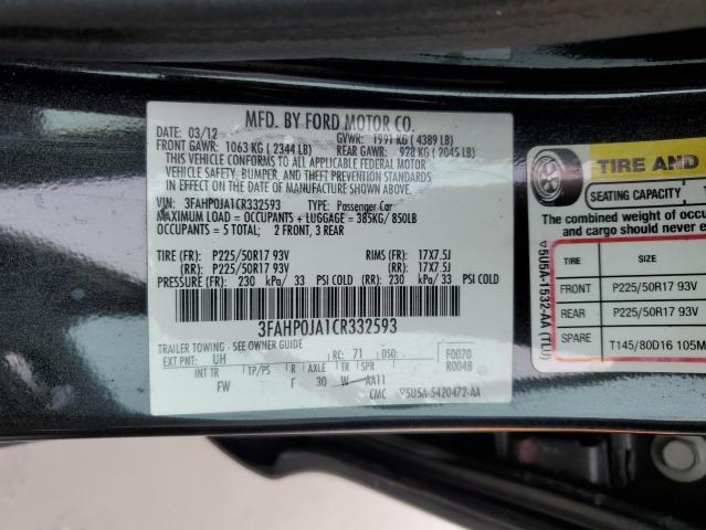 Photo 11 VIN: 3FAHP0JA1CR332593 - FORD FUSION SEL 