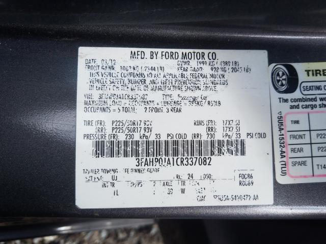 Photo 9 VIN: 3FAHP0JA1CR337082 - FORD FUSION SEL 