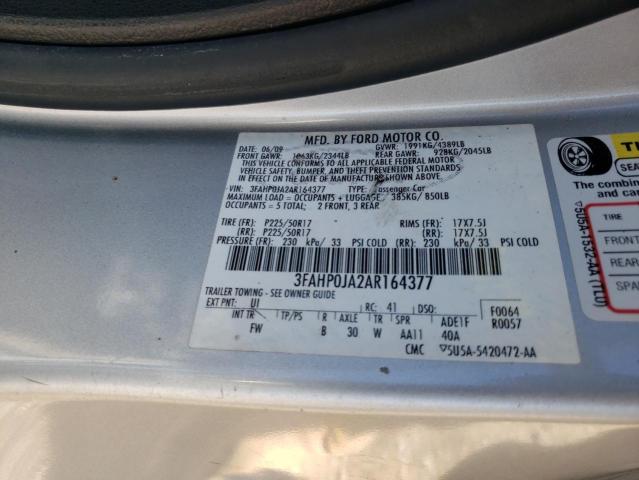 Photo 9 VIN: 3FAHP0JA2AR164377 - FORD FUSION SEL 