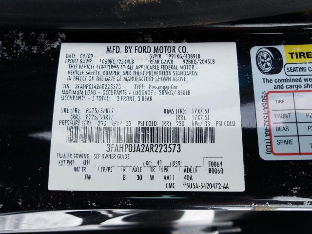 Photo 9 VIN: 3FAHP0JA2AR223573 - FORD FUSION SEL 