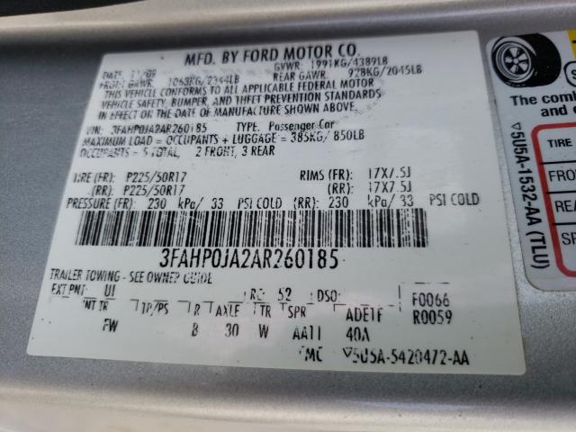 Photo 9 VIN: 3FAHP0JA2AR260185 - FORD FUSION SEL 