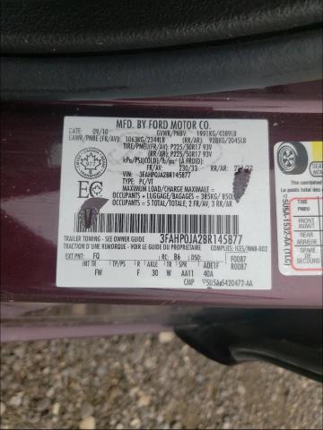 Photo 9 VIN: 3FAHP0JA2BR145877 - FORD FUSION SEL 