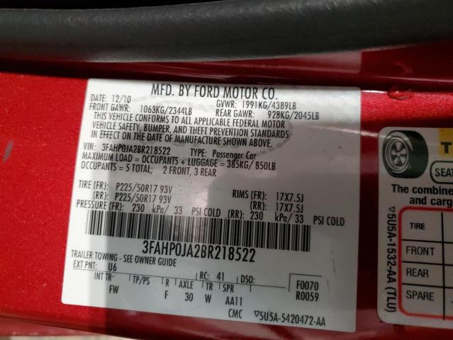 Photo 11 VIN: 3FAHP0JA2BR218522 - FORD FUSION SEL 