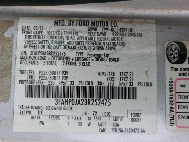 Photo 9 VIN: 3FAHP0JA2BR252475 - FORD FUSION SEL 