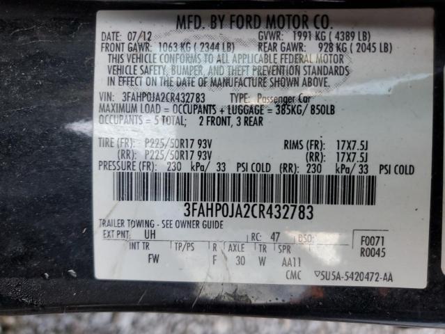 Photo 11 VIN: 3FAHP0JA2CR432783 - FORD FUSION SEL 