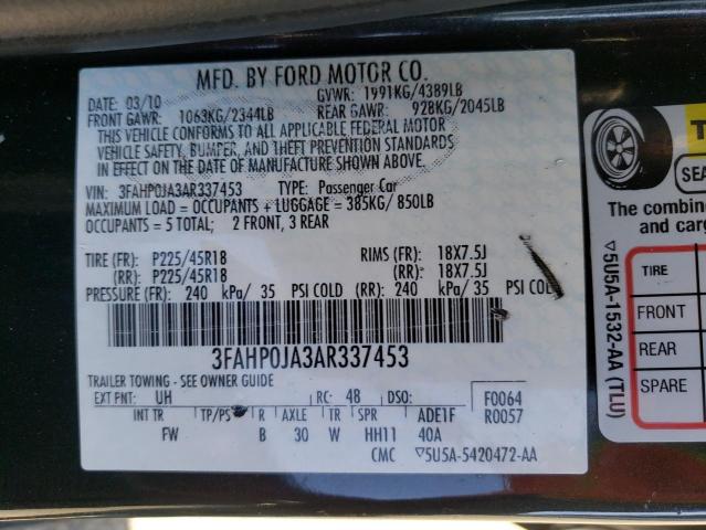 Photo 9 VIN: 3FAHP0JA3AR337453 - FORD FUSION SEL 