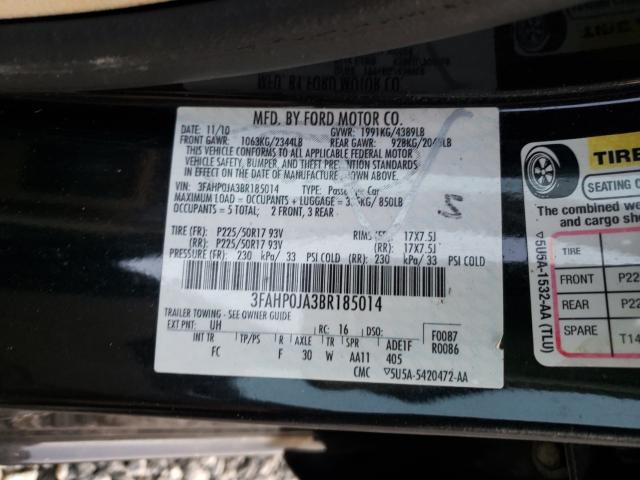 Photo 9 VIN: 3FAHP0JA3BR185014 - FORD FUSION SEL 