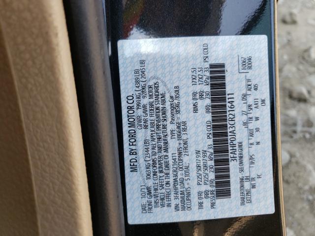 Photo 9 VIN: 3FAHP0JA3CR216411 - FORD FUSION SEL 