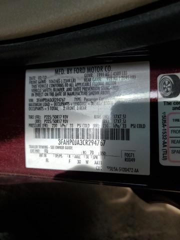 Photo 11 VIN: 3FAHP0JA3CR294767 - FORD FUSION SEL 