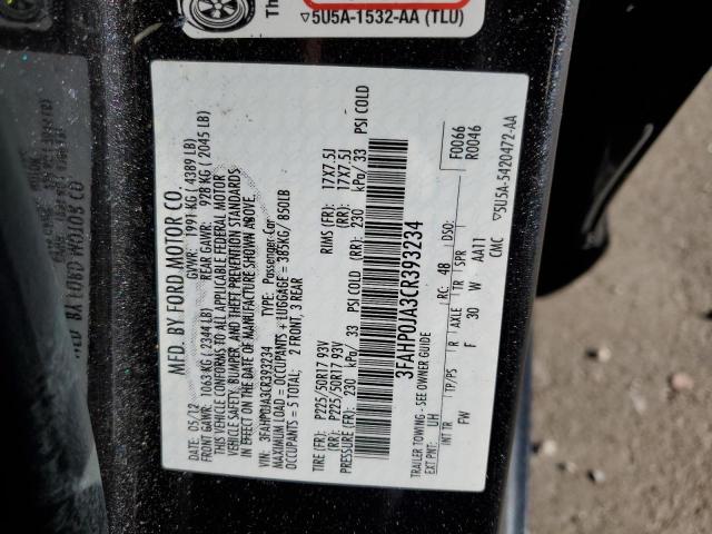 Photo 11 VIN: 3FAHP0JA3CR393234 - FORD FUSION SEL 