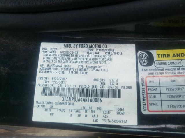 Photo 9 VIN: 3FAHP0JA4AR160086 - FORD FUSION SEL 