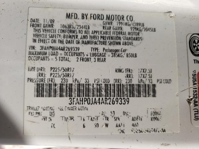 Photo 9 VIN: 3FAHP0JA4AR269339 - FORD FUSION SEL 