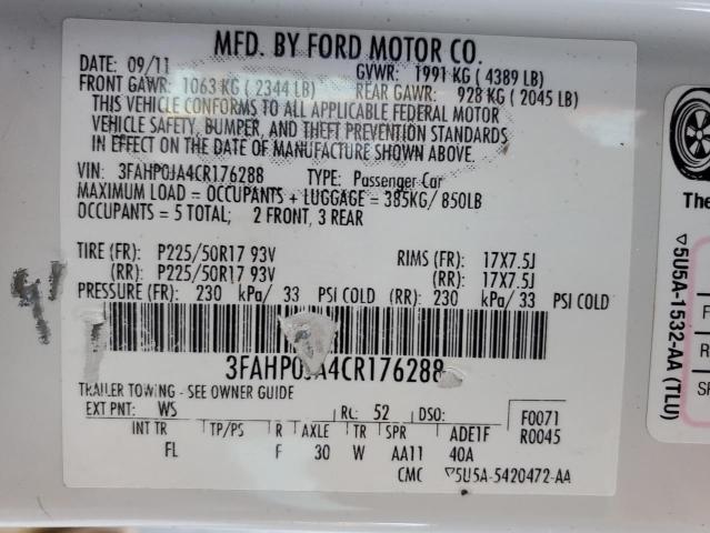 Photo 11 VIN: 3FAHP0JA4CR176288 - FORD FUSION 