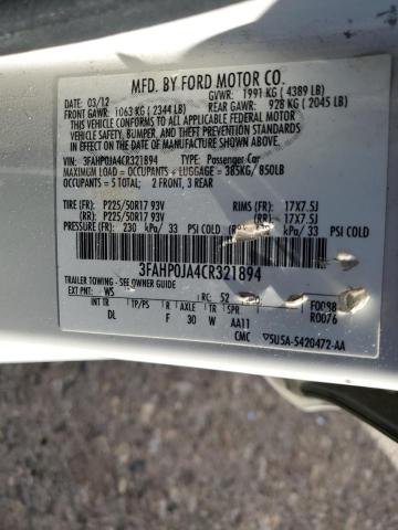 Photo 11 VIN: 3FAHP0JA4CR321894 - FORD FUSION 