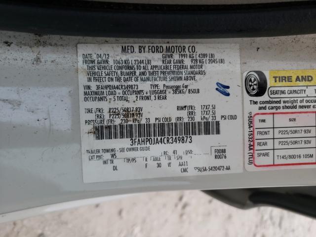 Photo 9 VIN: 3FAHP0JA4CR349873 - FORD FUSION SEL 