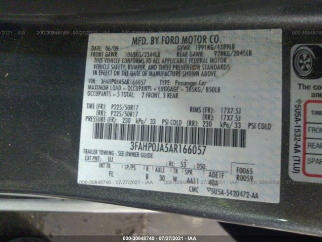 Photo 8 VIN: 3FAHP0JA5AR166057 - FORD FUSION 