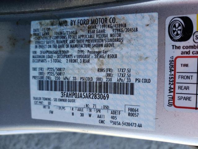 Photo 12 VIN: 3FAHP0JA5AR283069 - FORD FUSION SEL 