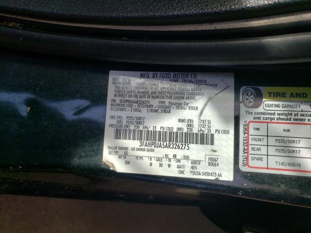 Photo 9 VIN: 3FAHP0JA5AR326275 - FORD FUSION SEL 