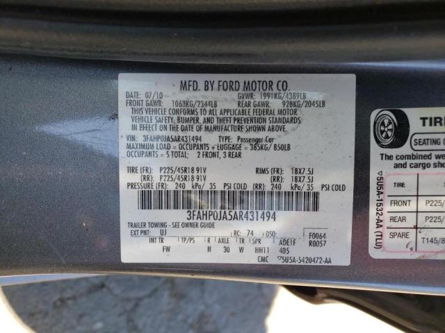 Photo 9 VIN: 3FAHP0JA5AR431494 - FORD FUSION SEL 