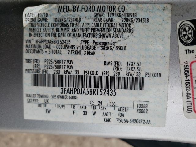 Photo 9 VIN: 3FAHP0JA5BR152435 - FORD FUSION SEL 