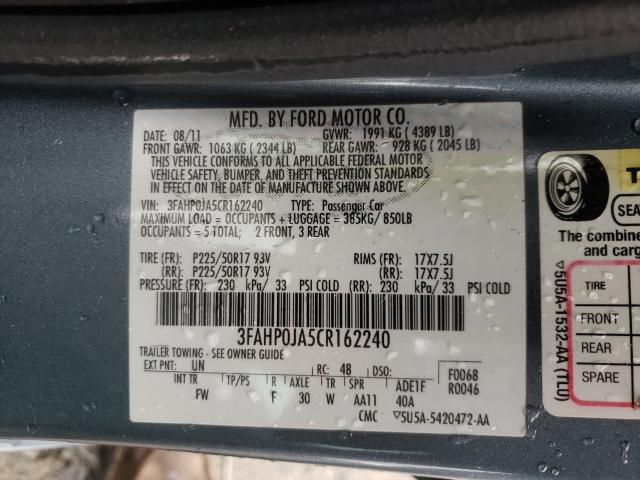 Photo 9 VIN: 3FAHP0JA5CR162240 - FORD FUSION SEL 