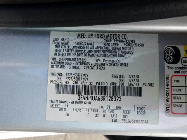 Photo 9 VIN: 3FAHP0JA6BR128323 - FORD FUSION SEL 