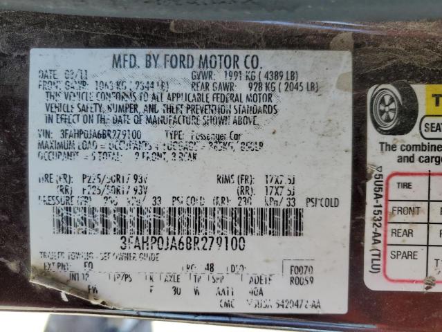 Photo 9 VIN: 3FAHP0JA6BR279100 - FORD FUSION SEL 