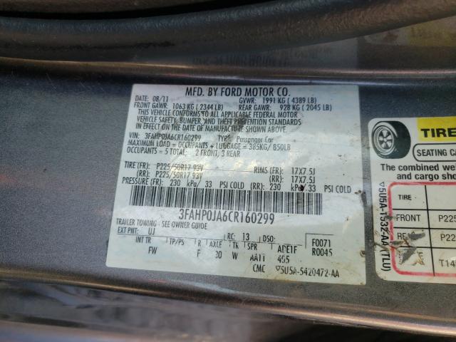 Photo 9 VIN: 3FAHP0JA6CR160299 - FORD FUSION SEL 