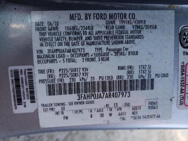 Photo 9 VIN: 3FAHP0JA7AR407973 - FORD FUSION SEL 