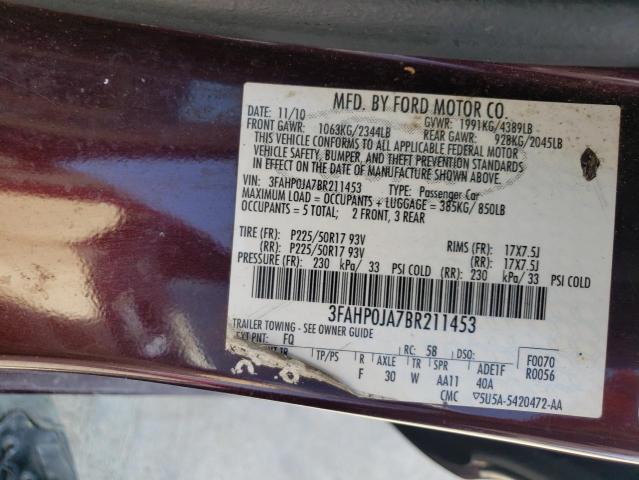 Photo 11 VIN: 3FAHP0JA7BR211453 - FORD FUSION 