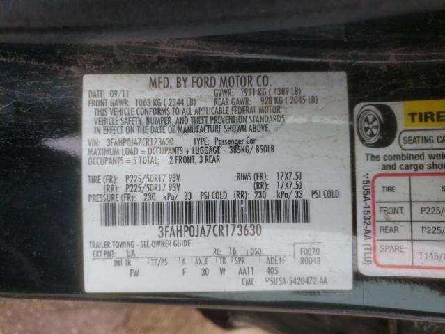 Photo 12 VIN: 3FAHP0JA7CR173630 - FORD FUSION 