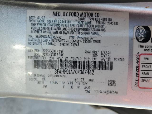 Photo 12 VIN: 3FAHP0JA7CR367462 - FORD FUSION 