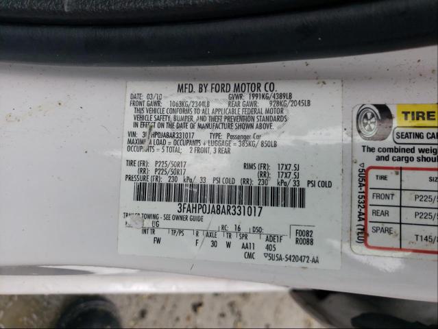 Photo 9 VIN: 3FAHP0JA8AR331017 - FORD FUSION SEL 