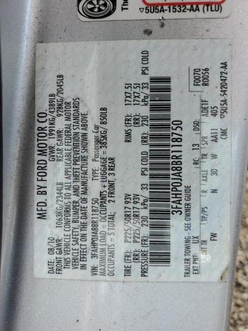 Photo 11 VIN: 3FAHP0JA8BR118750 - FORD FUSION 