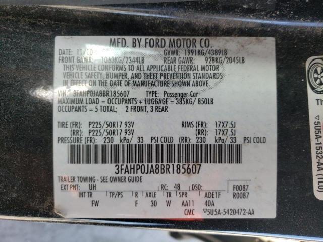 Photo 9 VIN: 3FAHP0JA8BR185607 - FORD FUSION SE 