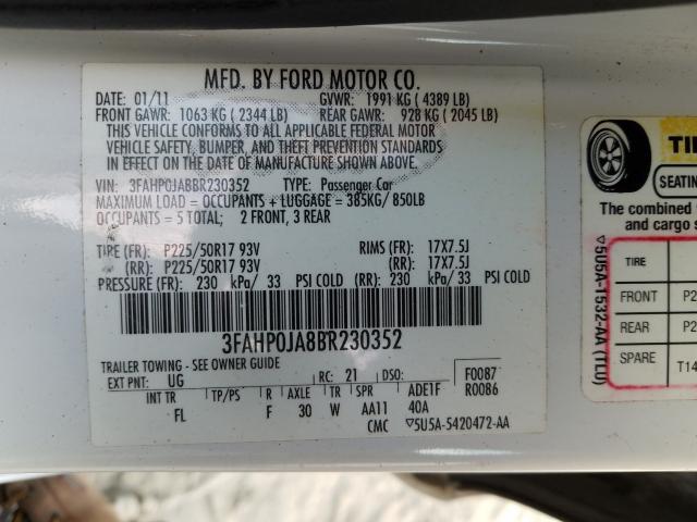 Photo 9 VIN: 3FAHP0JA8BR230352 - FORD FUSION SEL 