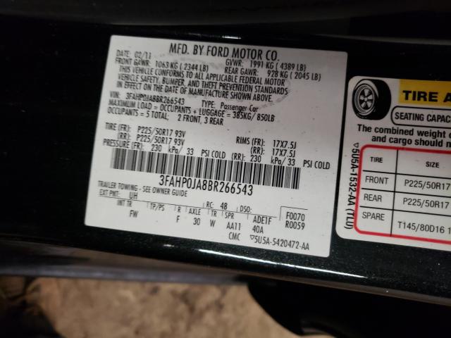 Photo 9 VIN: 3FAHP0JA8BR266543 - FORD FUSION SEL 